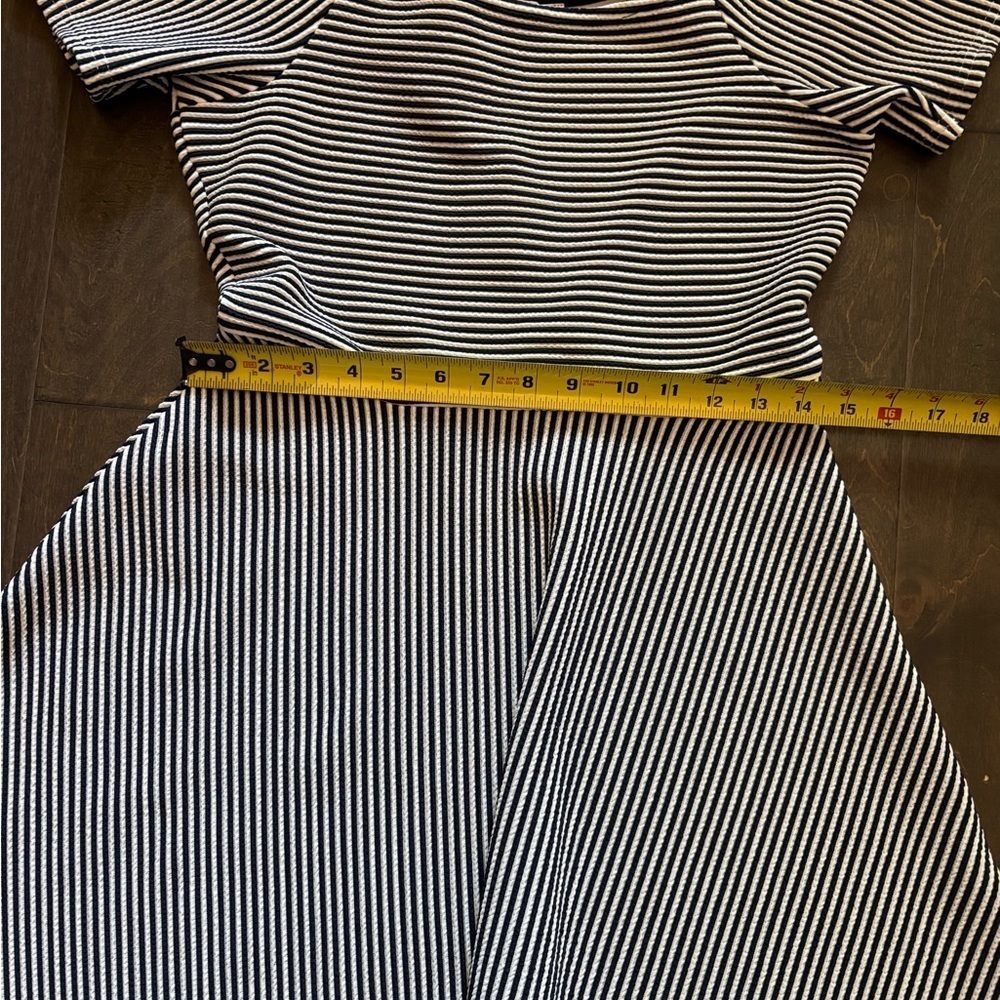 NWT Love Riche Navy Blue and White Striped Mini Dress - Picture 8 of 8
